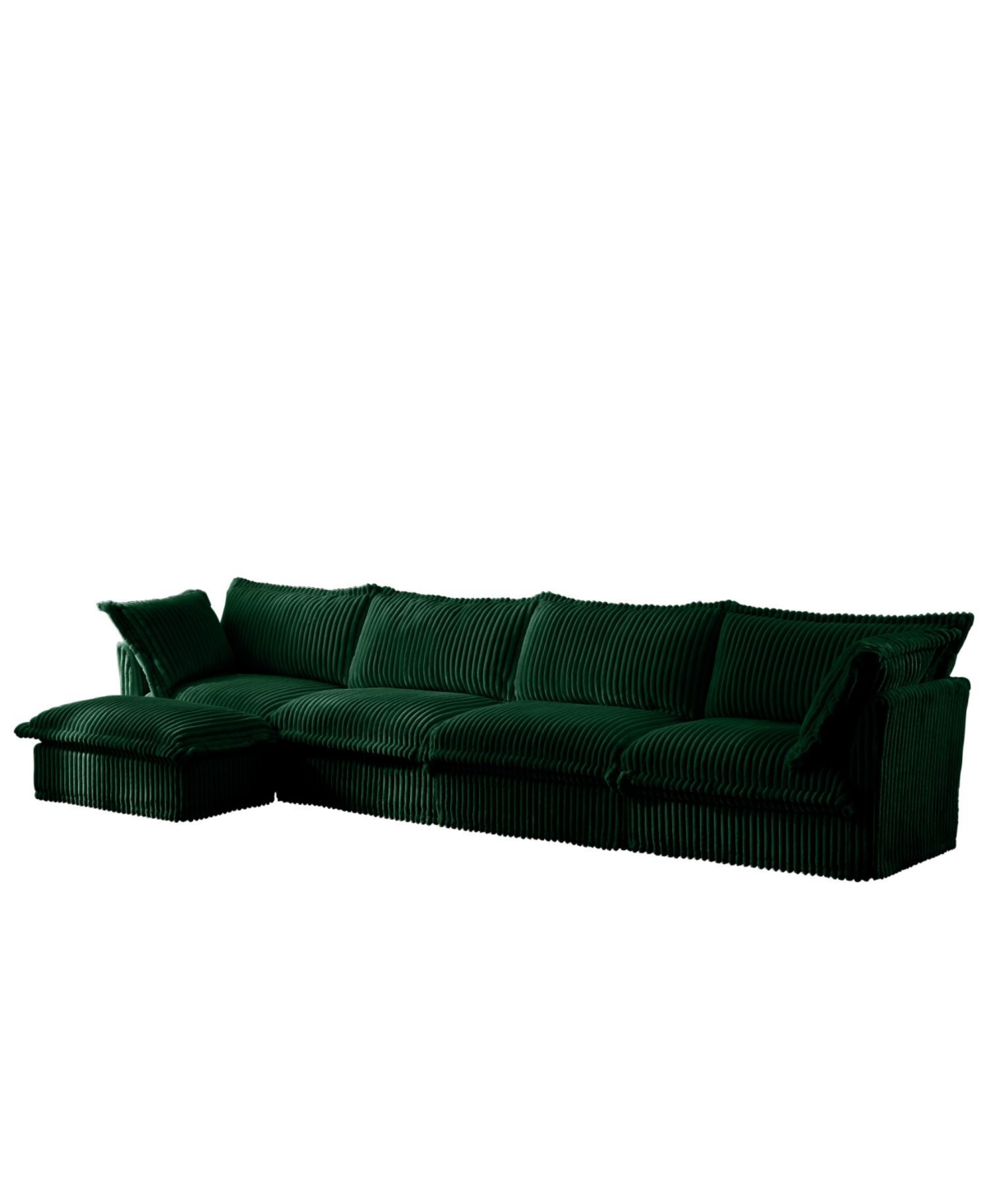Streamdale Furniture Slipcovered L-Shape Sectional Sofa Green Corduroy