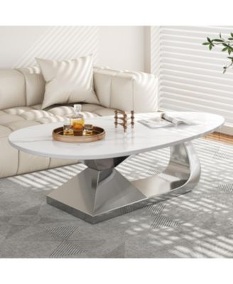 Sintered Stone Coffee Table with Stainless Steel Base