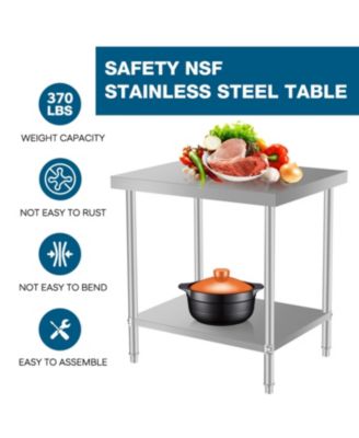 24"x18" Stainless Steel Kitchen Prep Table w/ Under Shelf