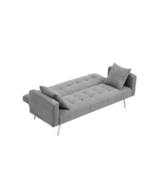 71.7 - inch Grey Teddy Fleece Sofa Bed with Two Included Throw Pillows