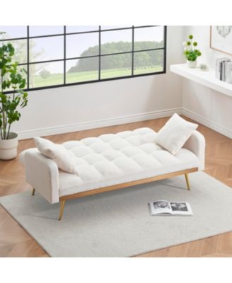 69" Sofa Bed with Adjustable Teddy Sofa