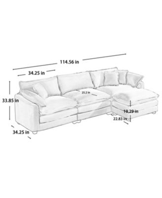 Corduroy Sectional Sofa with Ottoman