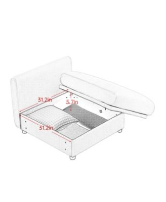 White Chenille Sofa with Storage & Ottoman