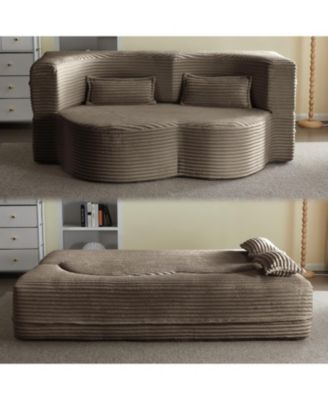 Corduroy Foam Sleeper Sofa Bed with Pillows