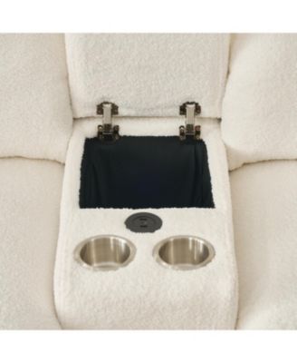 92" Teddy Fur Corner Sofa w/ USB, Console & Table - Large Cushioned Sofa