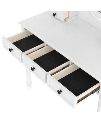 Streamdale Vanity Desk with Adjustable Mirror, Cushioned Stool & 5 Drawers - White