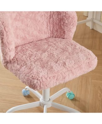  Pink Faux Rabbit Fur Office Chair