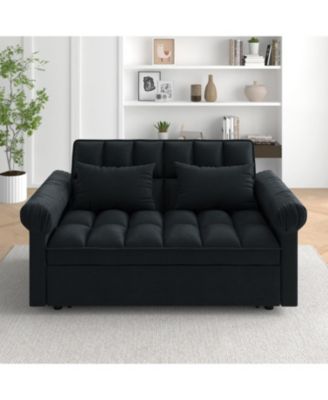 Streamdale Loveseats Sofa Bed with Pull-out Bed, Adjsutable Back-Black