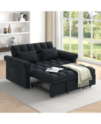 Streamdale Loveseats Sofa Bed with Pull-out Bed, Adjsutable Back-Black