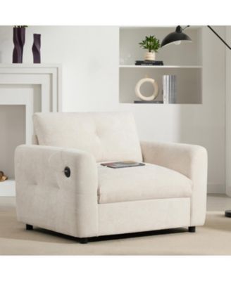 Tufted Chenille Armchair with Charger & Wide Seat