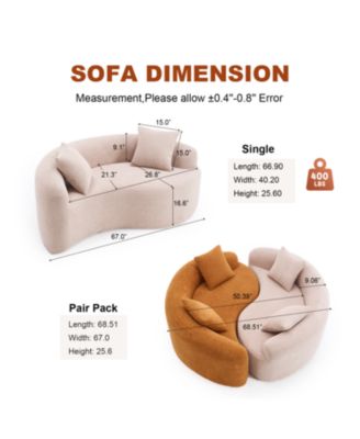 Streamdale Yin Yang Chenille Sofa Set - Compact, No Assembly, Pillows Included