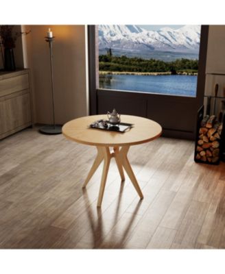 Streamdale Mid-Century Modern Round Dining Table - Oak Veneer