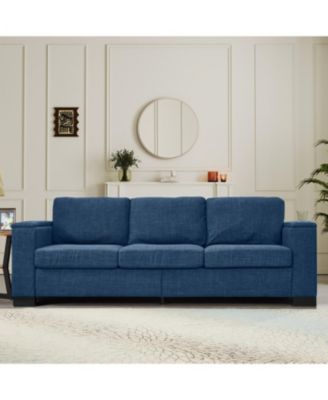  Modern Blue Sofa with Cup Holder & Storage