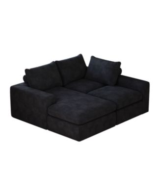 99" Corduroy Sectional Sofa with Chaise & 3 Pillows