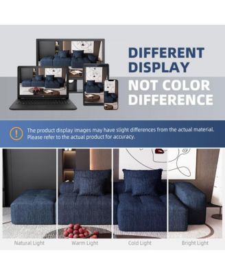 Modern Oversized Chenille Sectional Sofa with Ottoman & Pillows