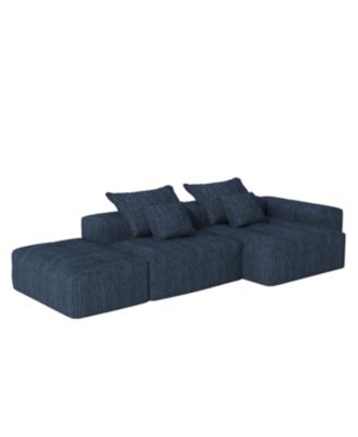 Modern Oversized Chenille Sectional Sofa with Ottoman & Pillows