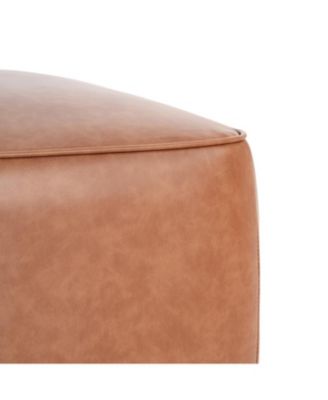 Streamdale Upholstered Square PU Leather Ottoman, Tan