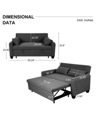 Streamdale 61" Fabric Sofa Bed - Storage, Adjustable, Indoor/Outdoor