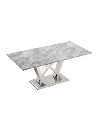 Streamdale 70" Faux Marble Dining Table, Mirrored Base