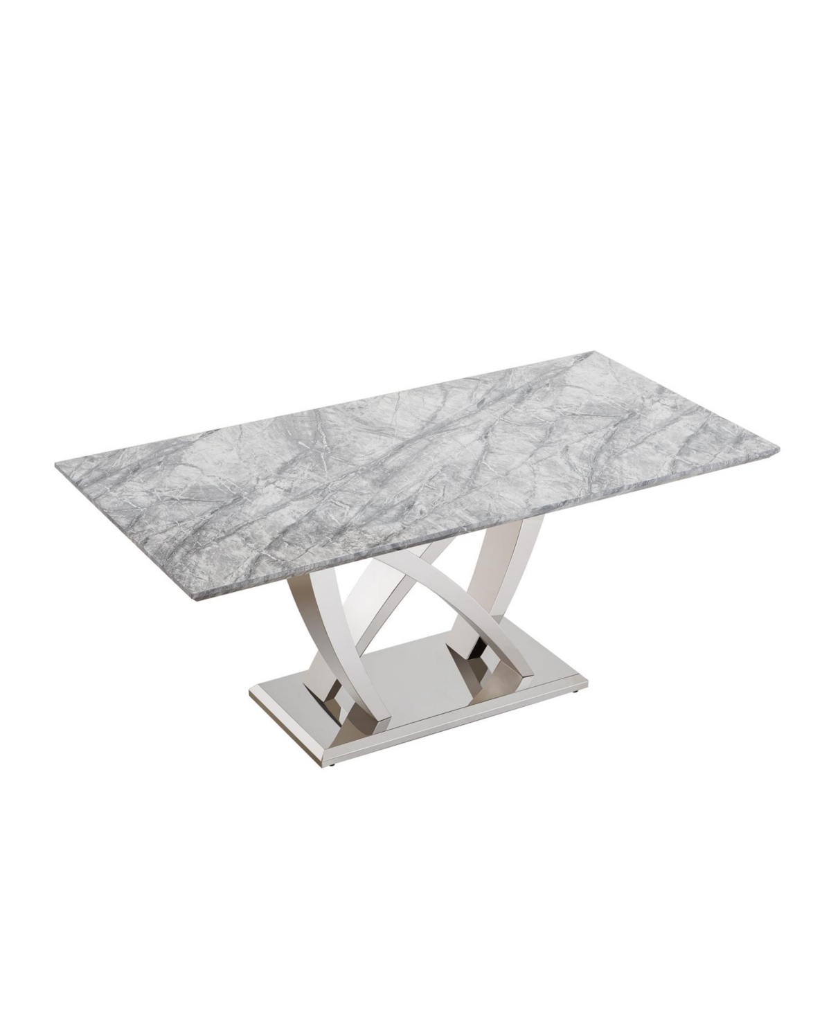 Streamdale Furniture Streamdale 70" Faux Marble Dining Table, Mirrored Base