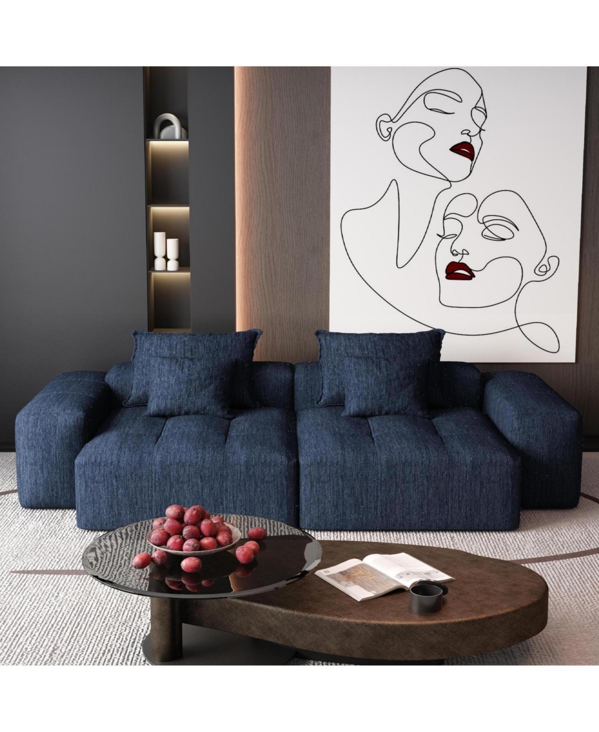 Streamdale Furniture Modern Oversized Chenille Sectional Sofa with Chaise & Pillows