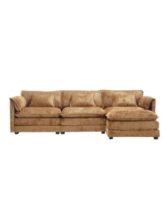 Oversized Sectional Cloud Couch, Modern Chenille L Shape, Ottoman & Memory Foam