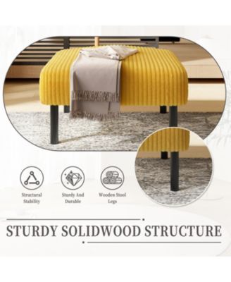 Corduroy Ottoman Footstool with Legs