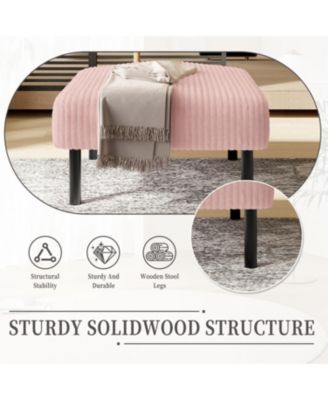 Corduroy Ottoman Footstool with Legs