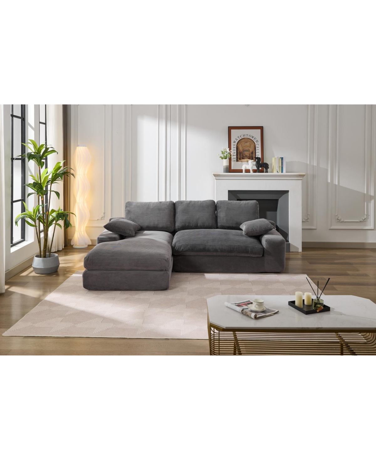 Streamdale Furniture 99" Modular Sectional Sofa Set, Modern Minimalist Couch, Sleeper, Grey