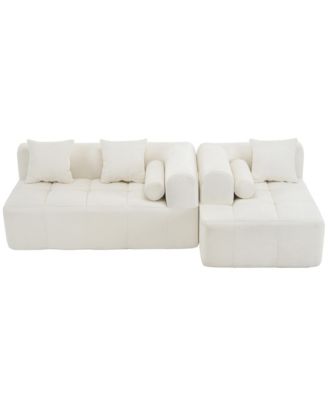 101" Sectional Sofa Modular Couch with Deep Seating & Pockets, Beige