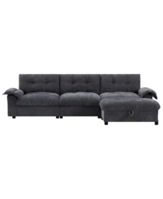 Streamdale L-Shape Sectional Sofa w/ Ottoman, Charging, Cup Holder, Storage