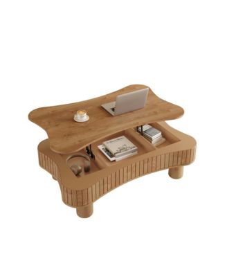 Streamdale Lift Top Coffee Table - Fluted Panel, Hidden Storage