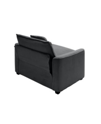 Grey Corduroy Deep Seat Chair with Pillow