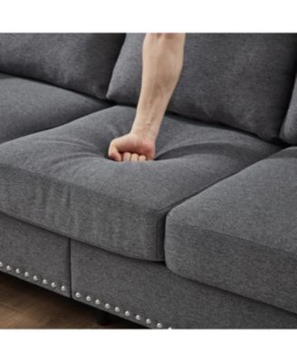 + 59.5" + Grey Upholstered + Modern Design + Loveseat