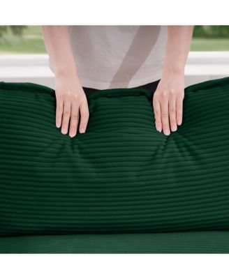 Corduroy Two-Seater Sofa with Ottoman