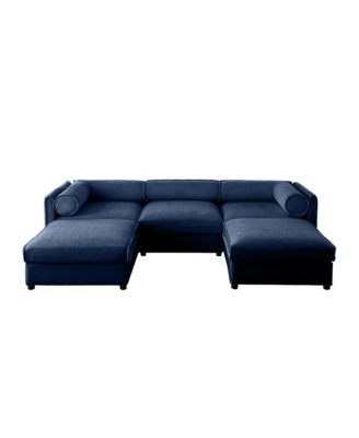 Chenille Sofa with Storage & Ottoman