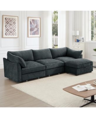 L-Shaped Sectional Sofa with Ottoman