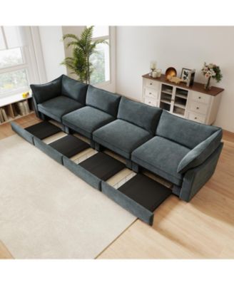 Super Large Wide Deep 4-Seater Sofa w/ Storage - Chenille Gary