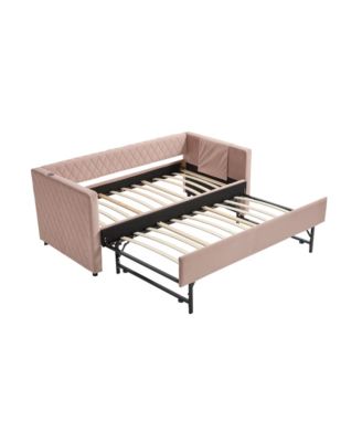 Pink Velvet Daybed - Modern Diamond Design