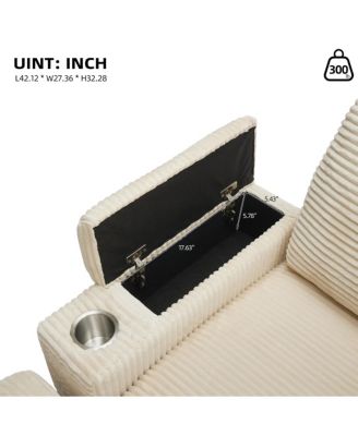 Corduroy Chaise Lounge Sofa w/ Ottoman, Storage & Cupholders
