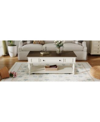 Streamdale Farmhouse Coffee Table - Drawer, Wheels, Solid Wood Legs