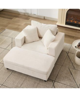 Chaise Lounge with Storage Ottoman & Pillows