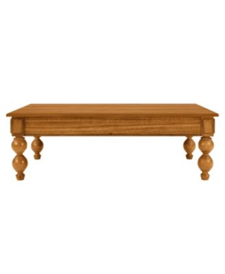 Wooden Coffee Table with Drawer & Gourd Legs (Natural)