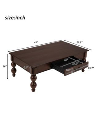 Streamdale Solid Wood Coffee Table Set of 3 w/ Drawer - Vintage Style (Espresso