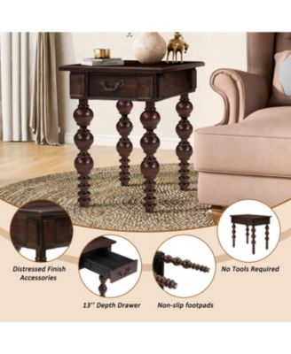 Streamdale Solid Wood Coffee Table Set of 3 w/ Drawer - Vintage Style (Espresso