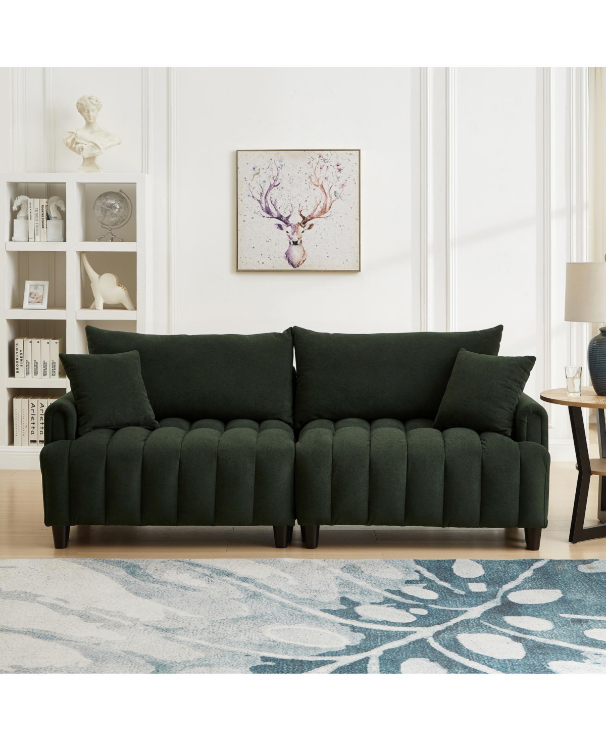 Streamdale Furniture Streamdale 83" Futon Sofa Bed with Pillows, Convertible Sleeper, Dark Green