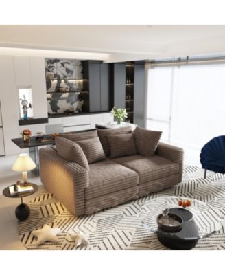 Plush Corduroy 4-Seat Sofa, Modern Comfy Cloud Couch, Deep Seat, Camel