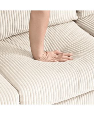 L-Shaped Corduroy Sofa- Modern Design, Easy Assembly