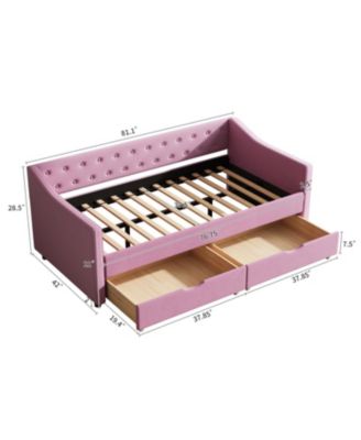 Twin Upholstered Tufted Arms & Storage Drawers Daybed