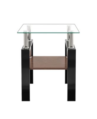 2 Modern Glass Tea/Coffee Tables - Transparent/Black